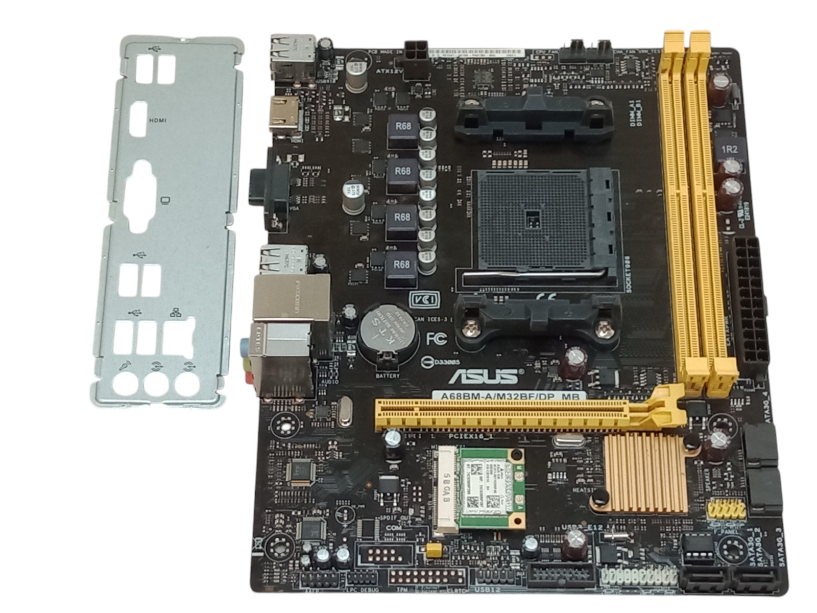 Asus A68BM-A/M32BF/DP_MB Rev. 2.00 FM2b DDR3 mATX Motherboard+I/O Shield | Works