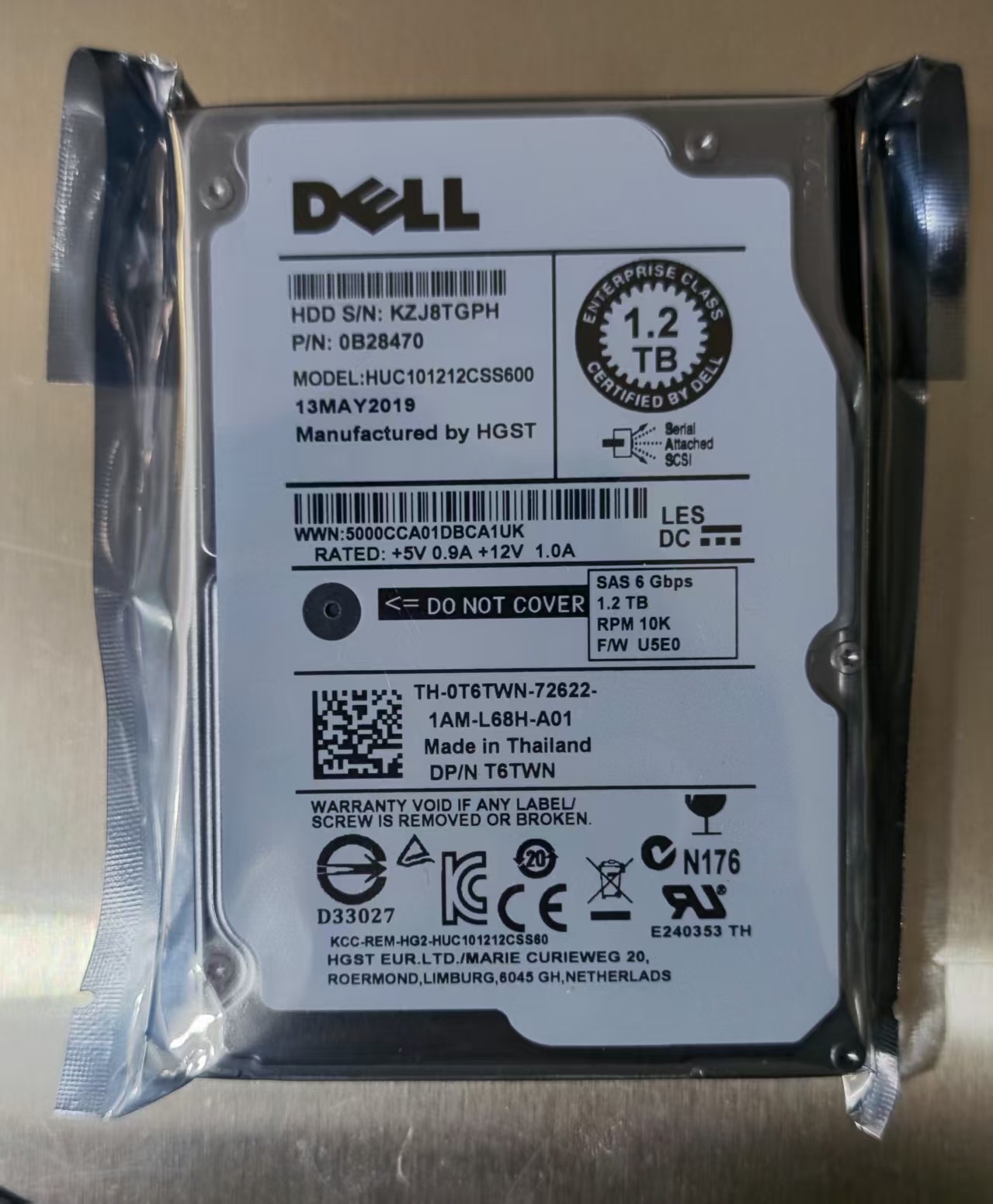 New Dell 1.2TB 6G 10K 2.5" SAS 0T6TWN T6TWN HUC101212CSS600 HDD HARD DRIVE 0hour