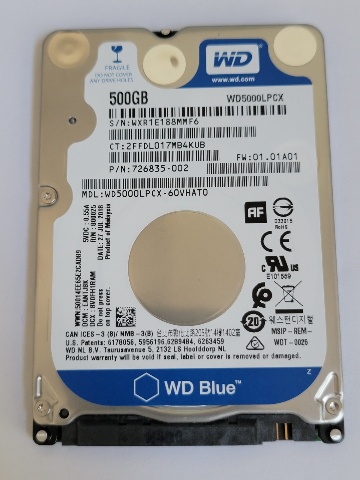 Wd5000lpcx-22vhat1 DCM Hant2ab Western Digital 500gb SATA 2.5 Hard Drive