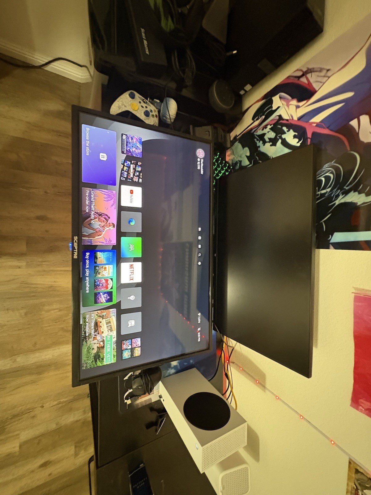Sceptre E32 32" LED 1080p Monitor 60Hz HDMI/VGA/AV Wall Mount Black 2 monitors