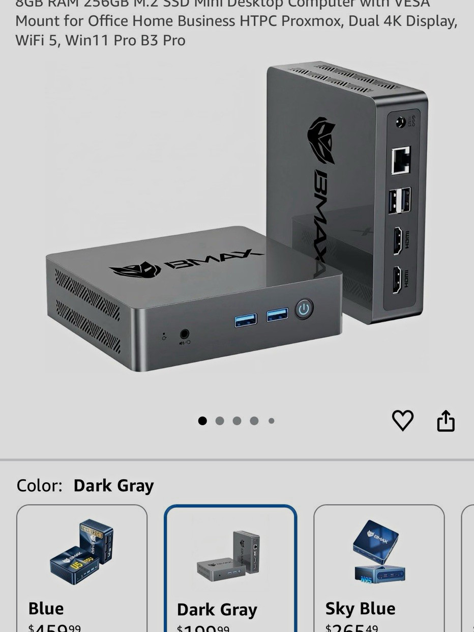 BMAX B3 Pro MaxMini Mini PC Intel Celeron N4500 8GB 256GB SSD Win 11 Pro