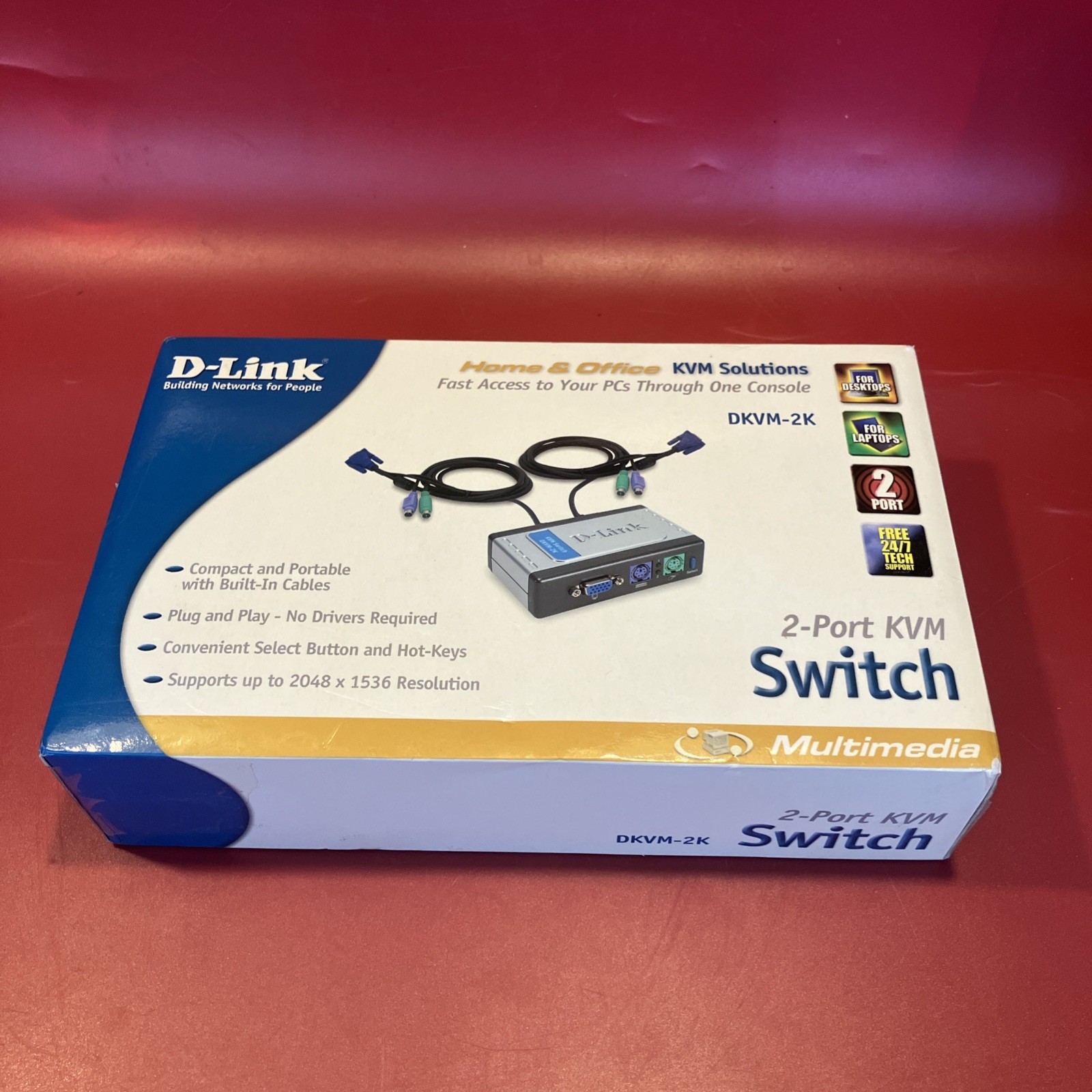 D-Link KVM Switch With 2-Port PS/2 DKVM-2K NEW IN BOX