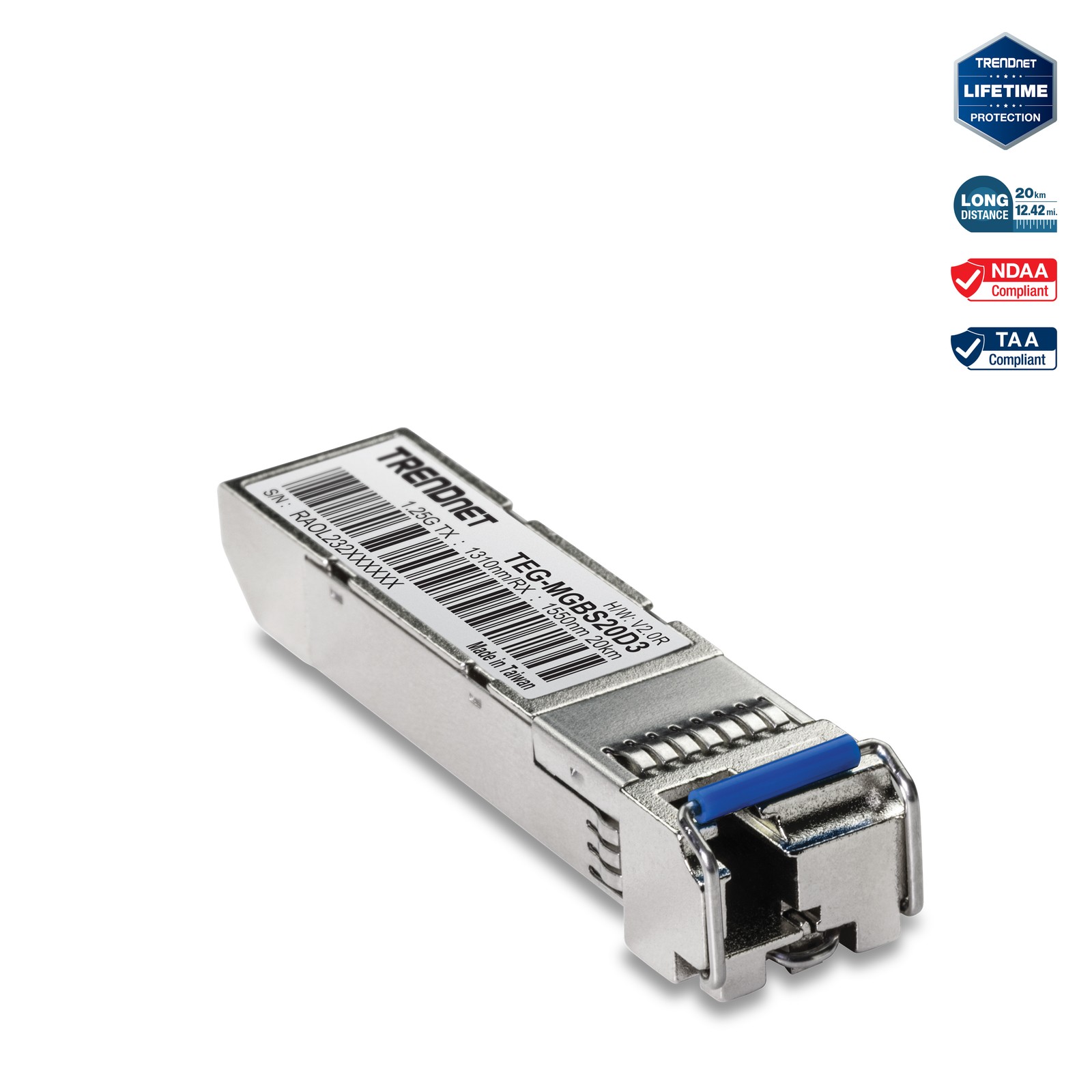 TRENDnet TEG-MGBS20D3 SFP Dual Wavelength Single-Mode LC Module