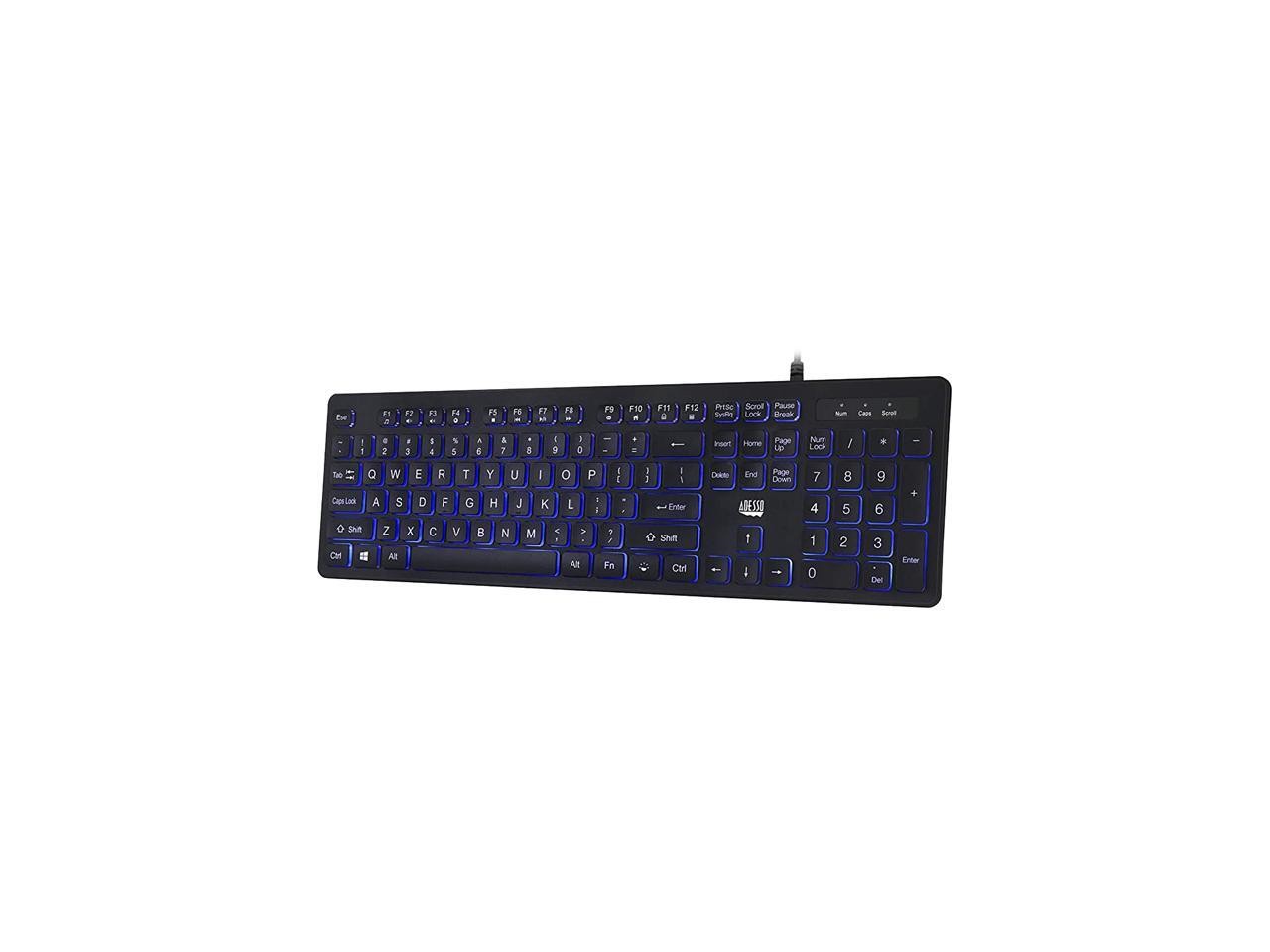 ADESSO AKB-139EB Black 104-key US Layout Normal Keys USB Wired Standard Large