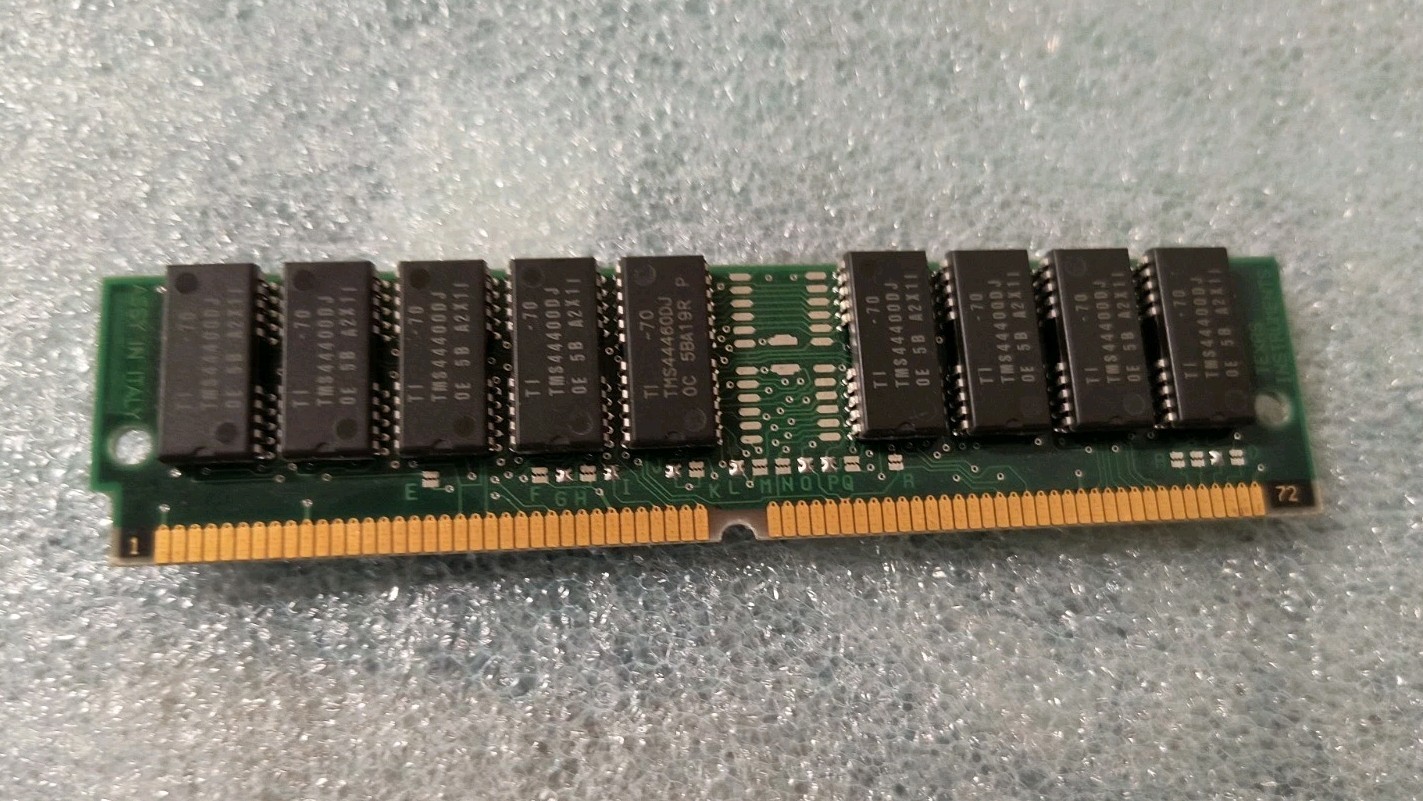 18 CHIP DOUBLE SIDE 72 PIN 8 MEG SIMM WITH PARITY TI TMS444000J-70 RM2-CMP36