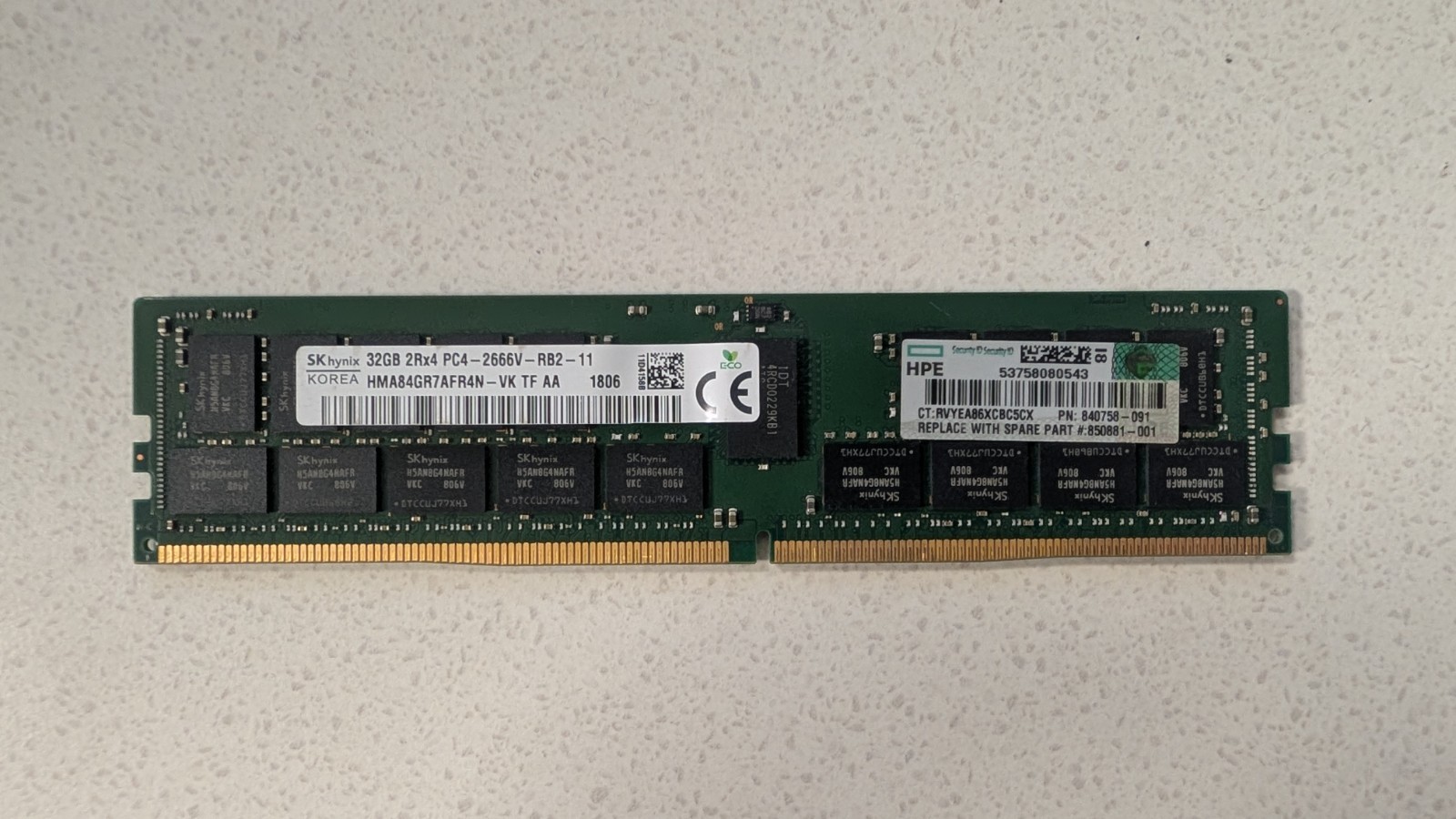 SK HYNIX HMA84GR7AFRAN-VK TF AA, 32GB, PC4, 2666V, Server Ram, SDRAM