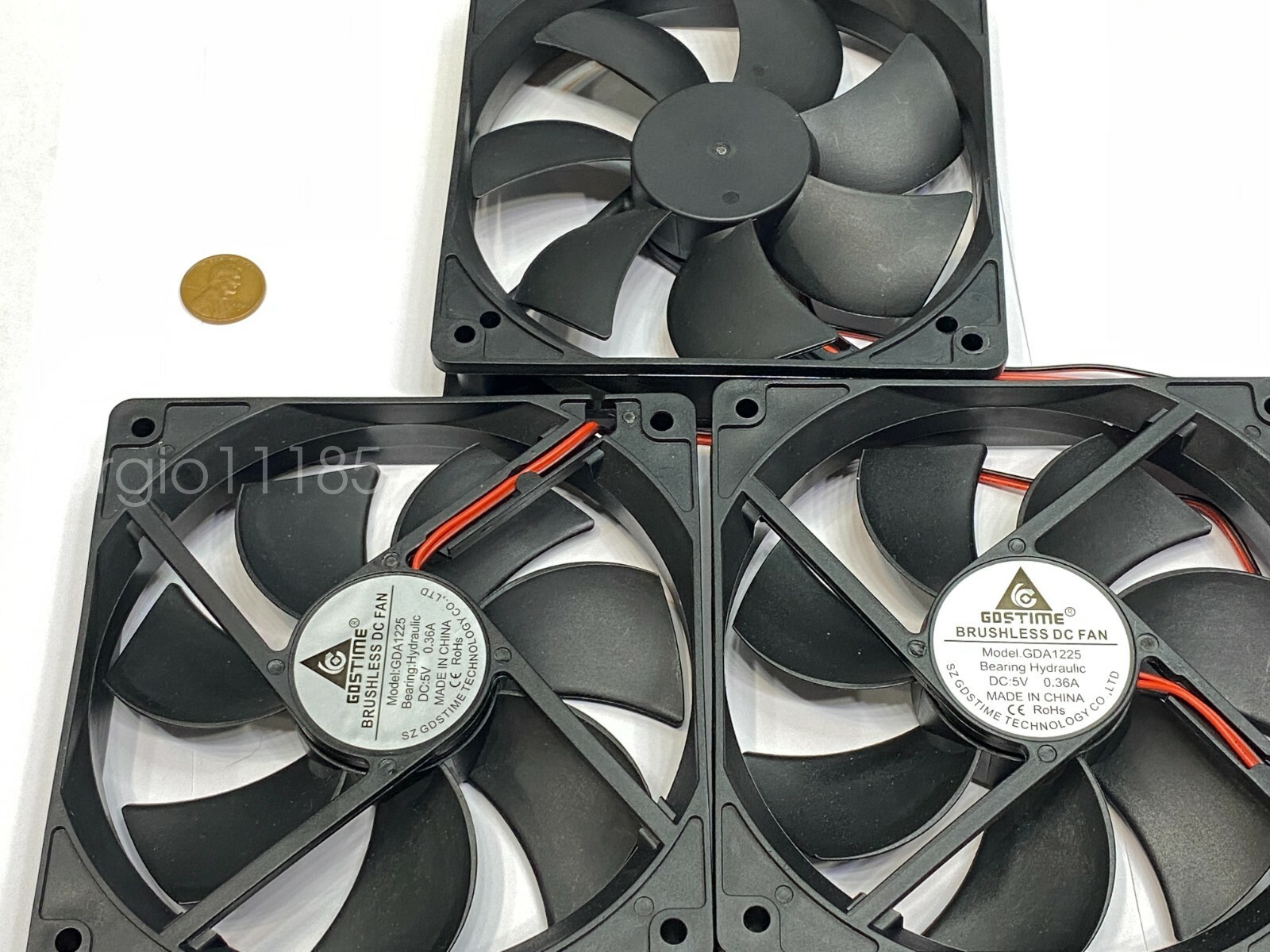 3 x  GDSTIME 5V 2Pin 12cm 120mm x 25mm GDA 1225 Axial Exhaust Cooling Fan