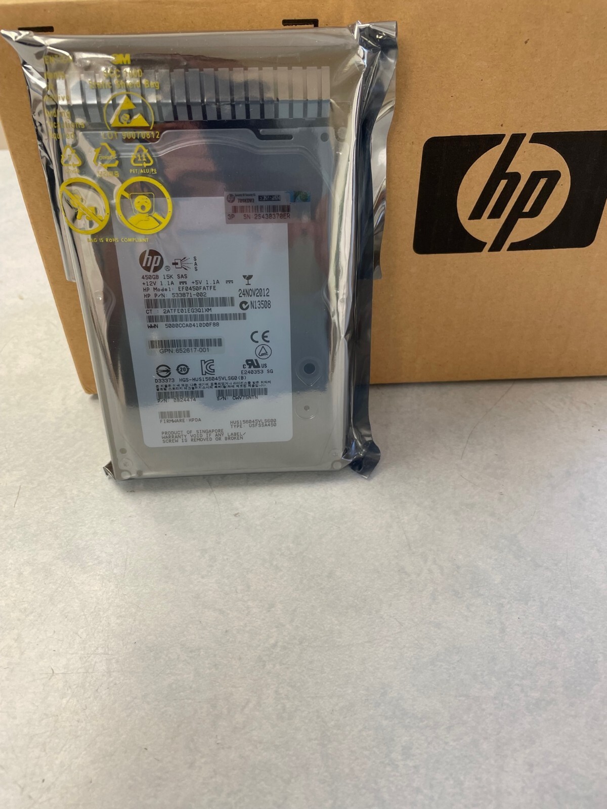 HP 652615-B21,653951-001 450GB 15K 3.5 INCH SAS SC ENT HDD
