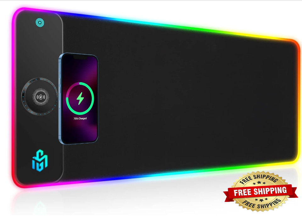 alfombrilla de ráton de carga inalámbrica para juegos RGB de 15W, alfombrilla.