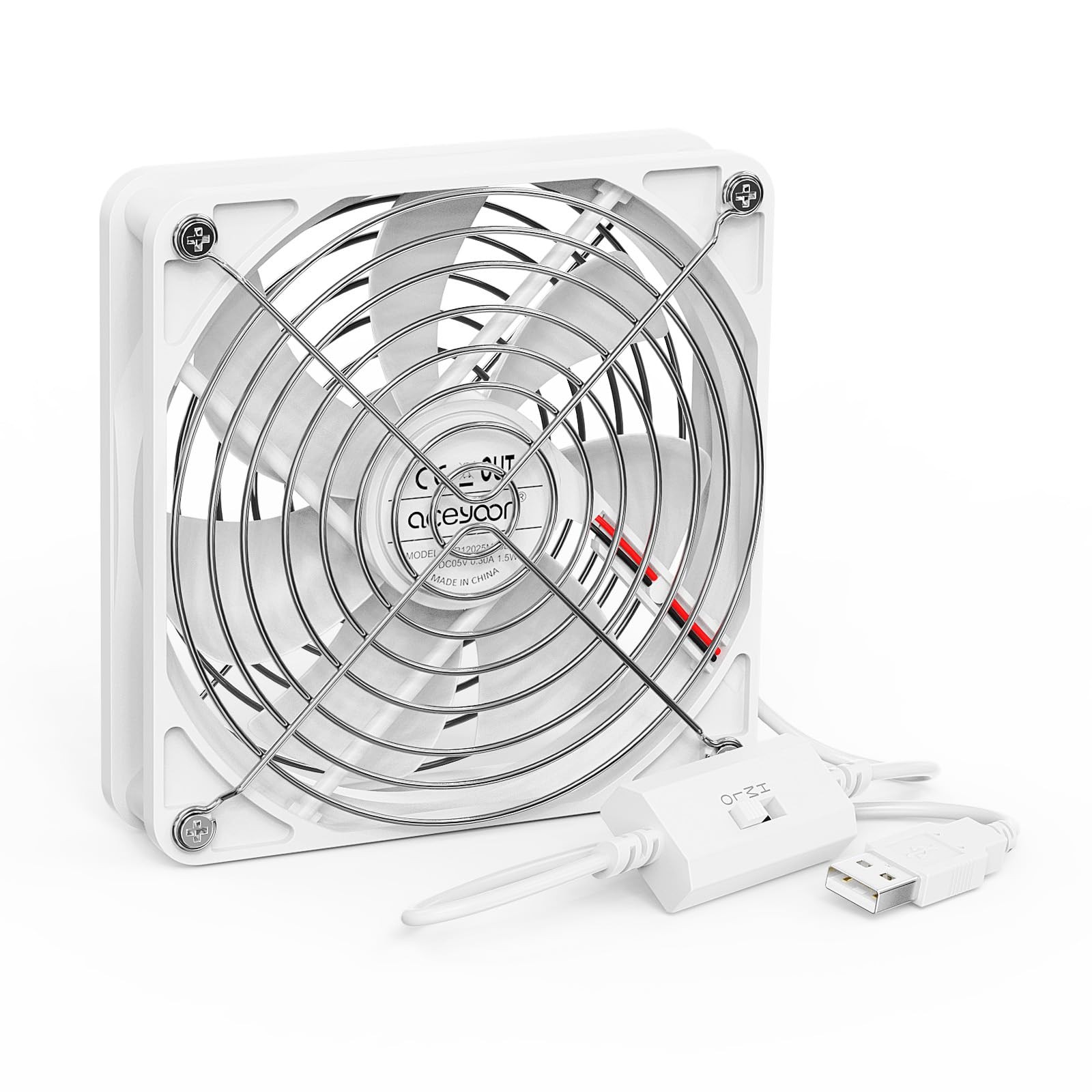 120mm USB Fan, 5V Computer Cooling Fan with Speed Control Portable Mini USB F...