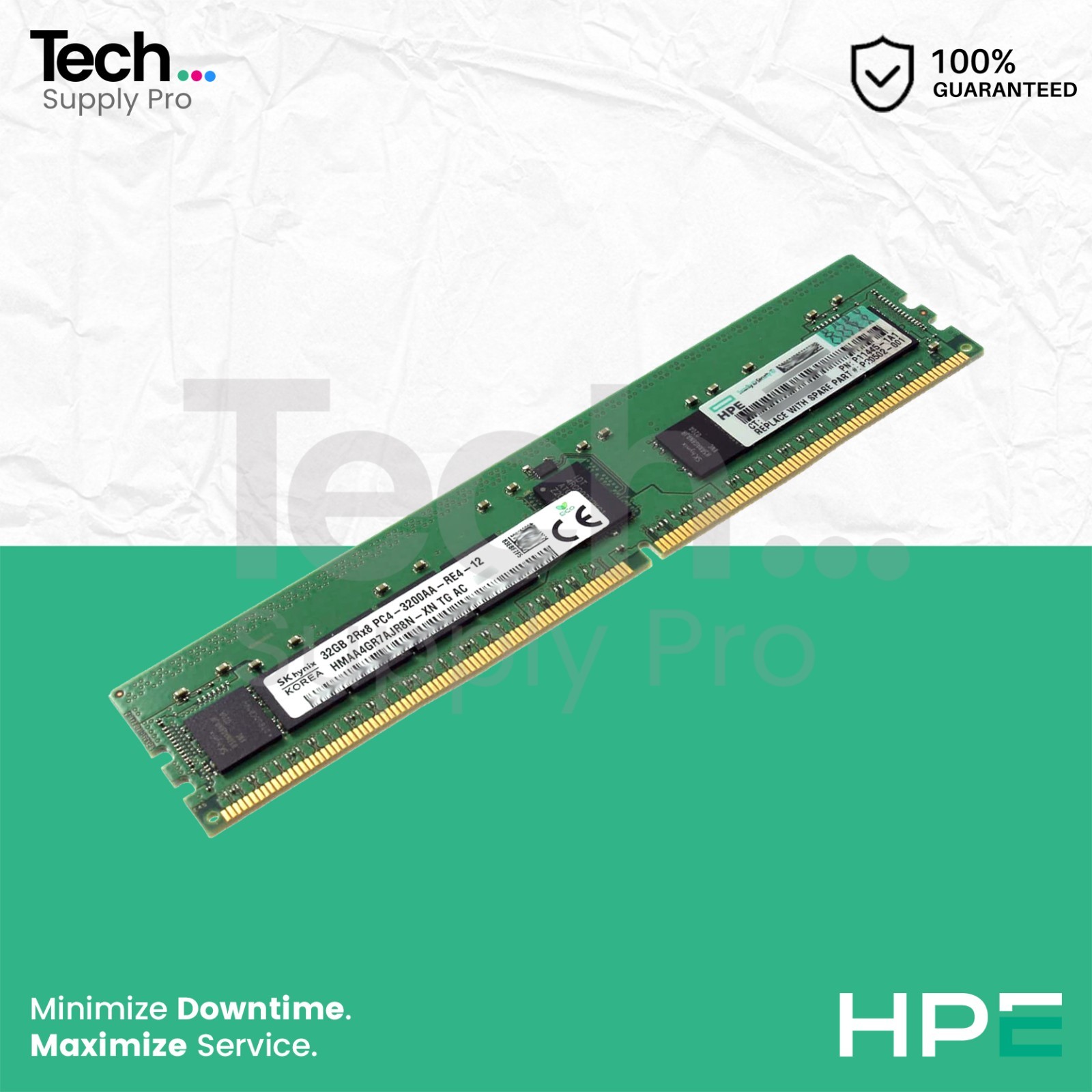P07644-B21 HP 32GB PC4-25600 DDR4-3200MHz ECC 2Rx8 RDIMM 1.2V Memory P11445-1A1