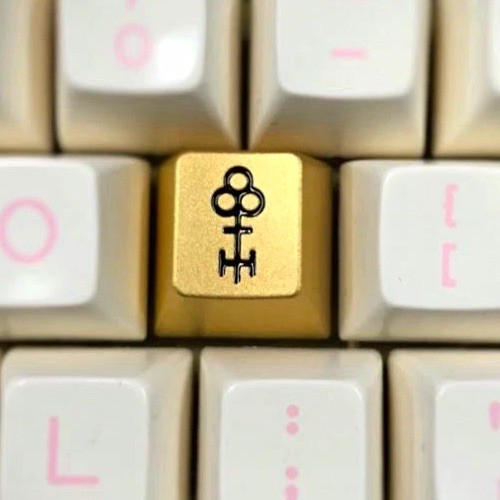 RAMA WORKS x Keycult R1 Artisan Brass Metal Keycap Black Infill - Mint Very Rare