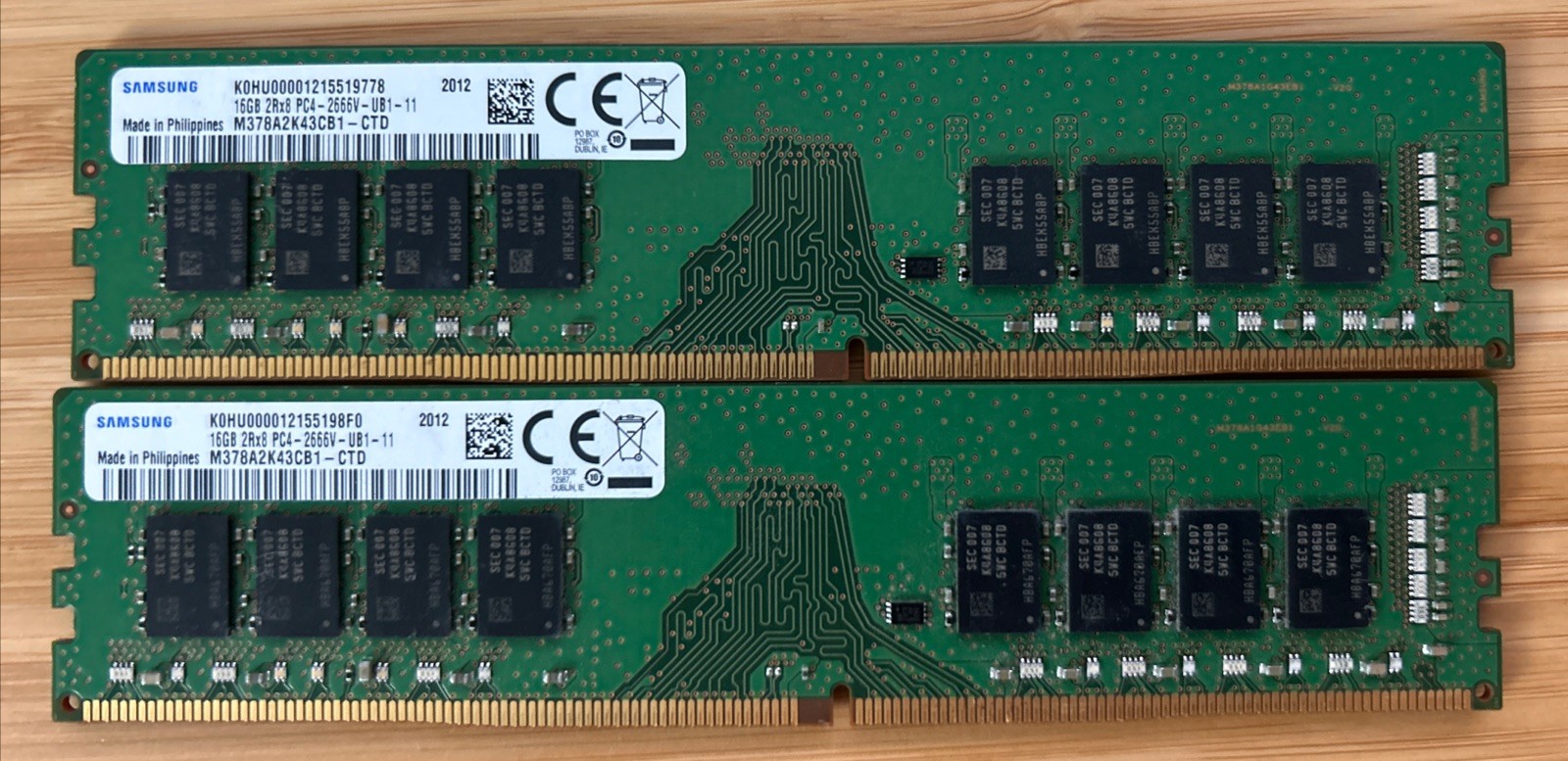 Samsung 32GB (2x16GB) DDR4-2666 UDIMM 2Rx8 M378A2K43CB1-CTD Desktop RAM