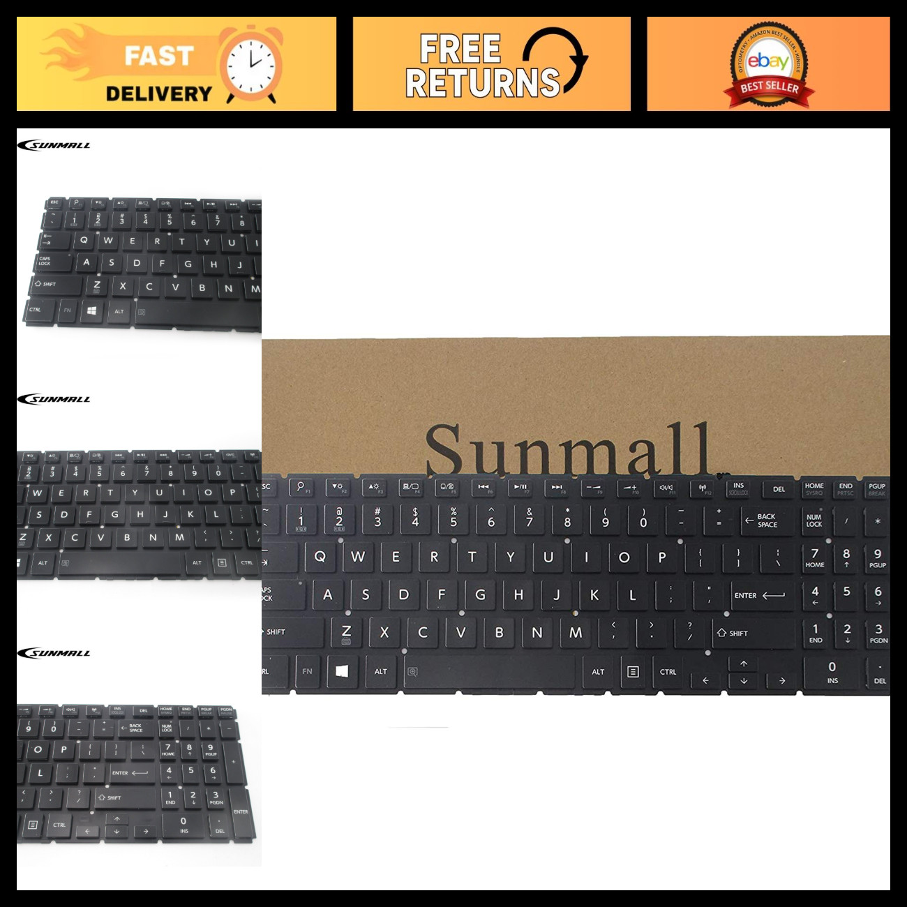 Backlit Keyboard Replacement for Toshiba Satellite Radius P55W, L50-B, L55T-B, S