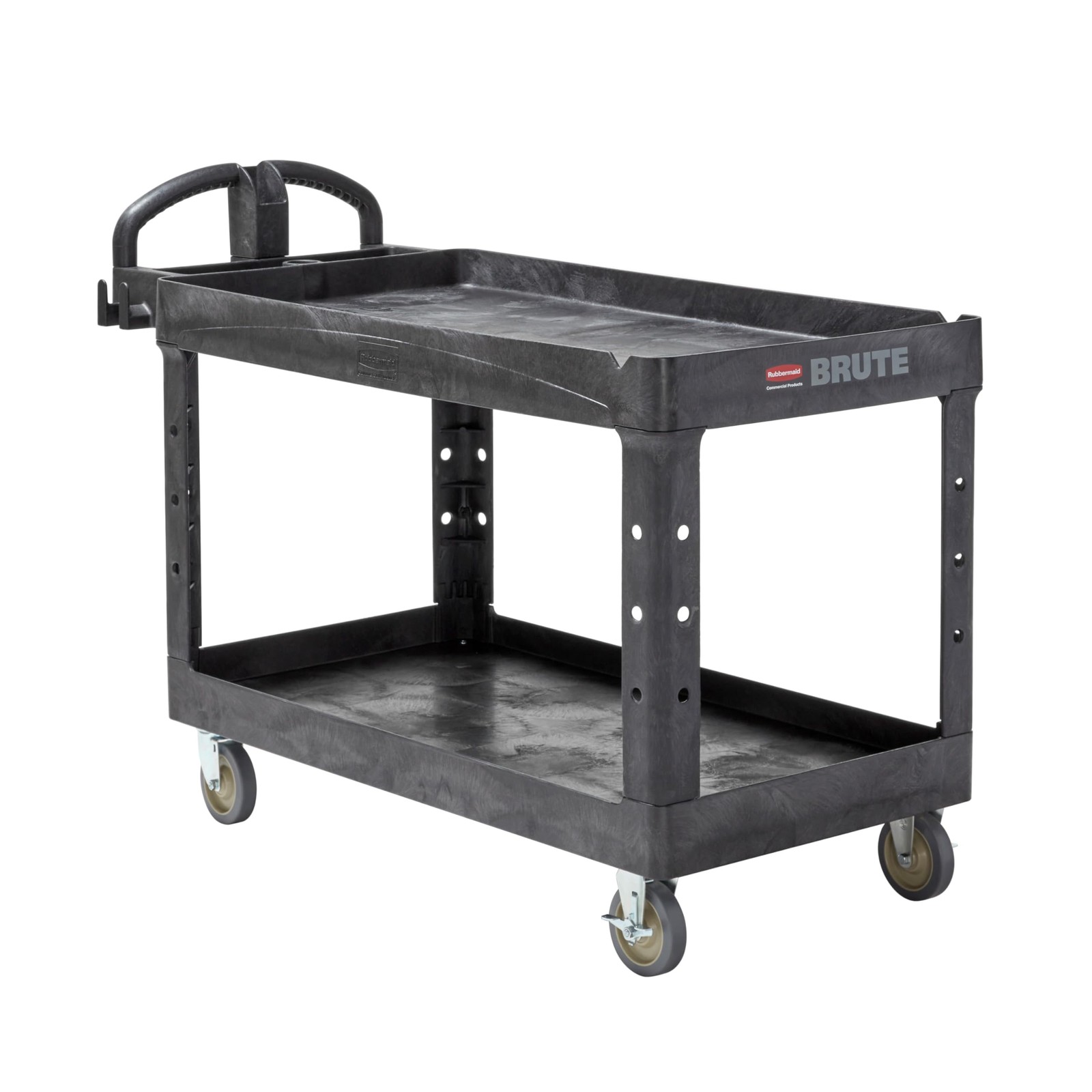 Utility Cart 2 Shelf Heavy Duty 750 lb Capacity Black Rubbermaid Commercial
