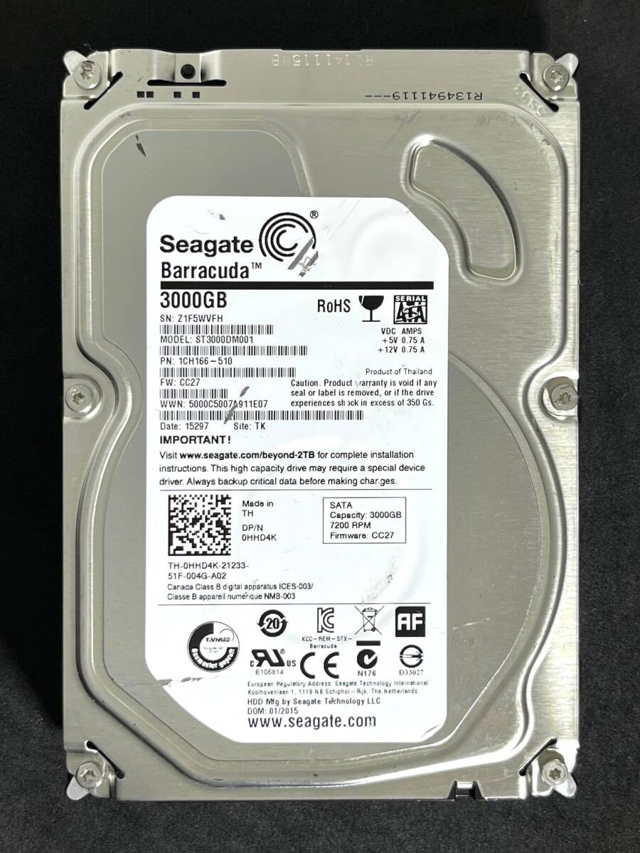 3TB  Seagate / ST3000DM001 F/W CC27 [Used: 342h] Low Activity 3.5-inch Internal