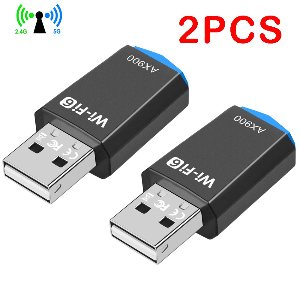 2PCS USB WiFi 6 Wireless Network Adapter For PC/Desktop 900Mbps Dual Band 2.4GHZ