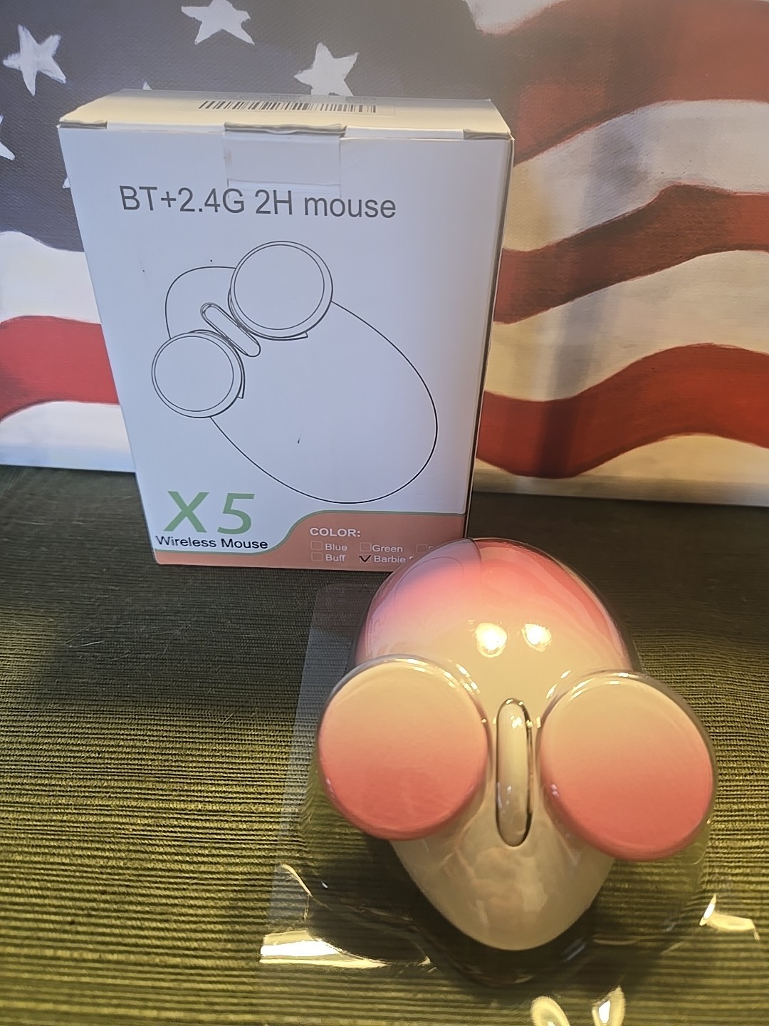 Wireless Mouse BT+2.4G 2H Mouse (X5) Barbie Pink.