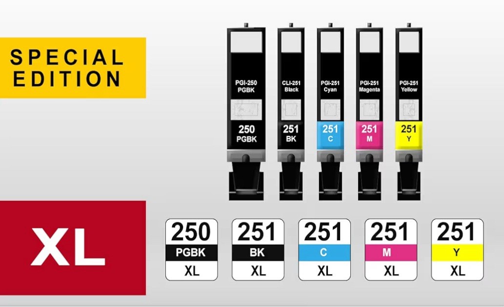 PGI-250XL CLI-251XL 5 Color Value Pack,Compatible Ink Cartridges for Canon 25...