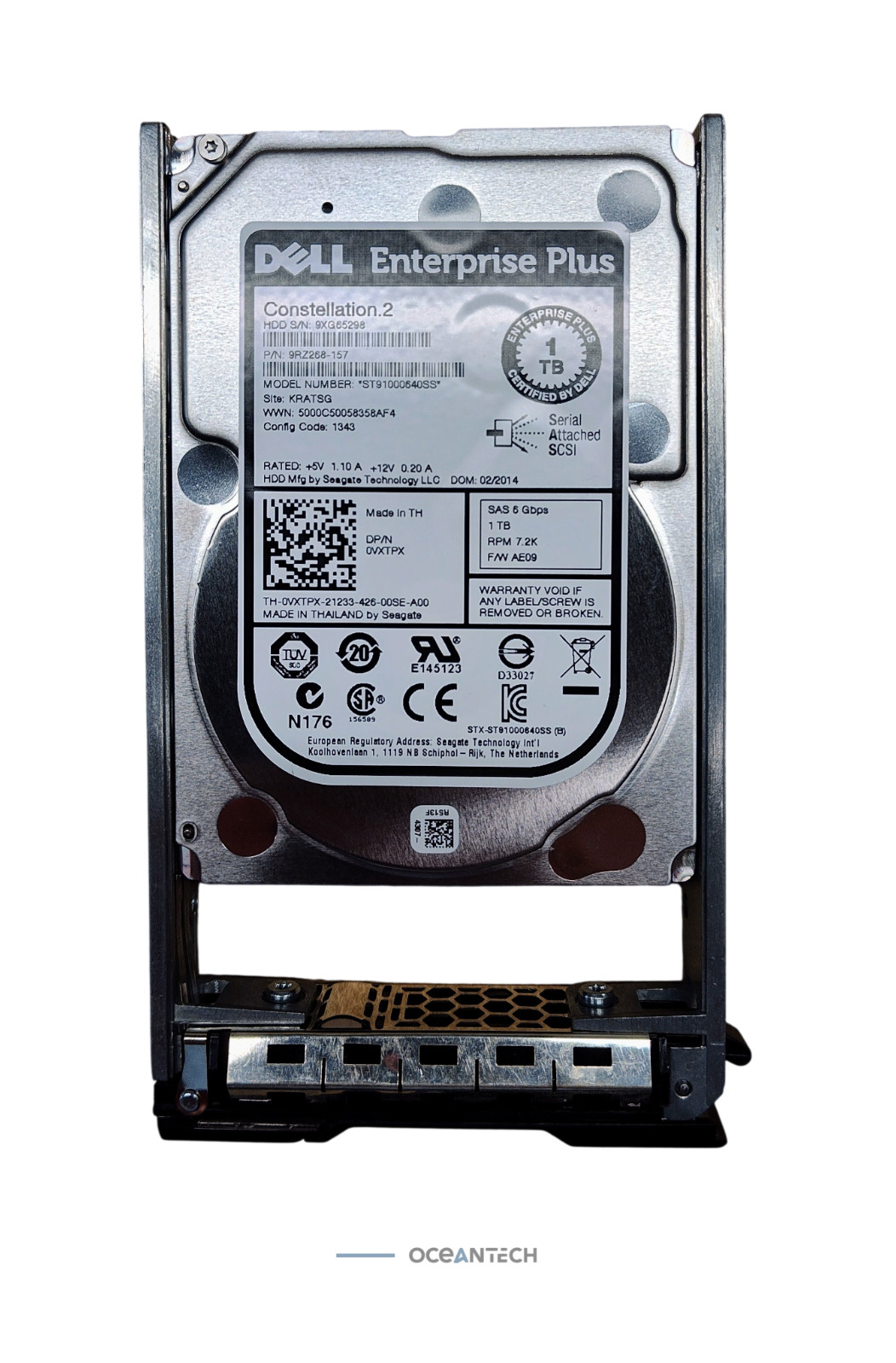 VXTPX DELL Compellent 1TB 6Gb/s 7.2K 2.5'' SAS HDD w/ tray ST91000640SS 0VXTPX