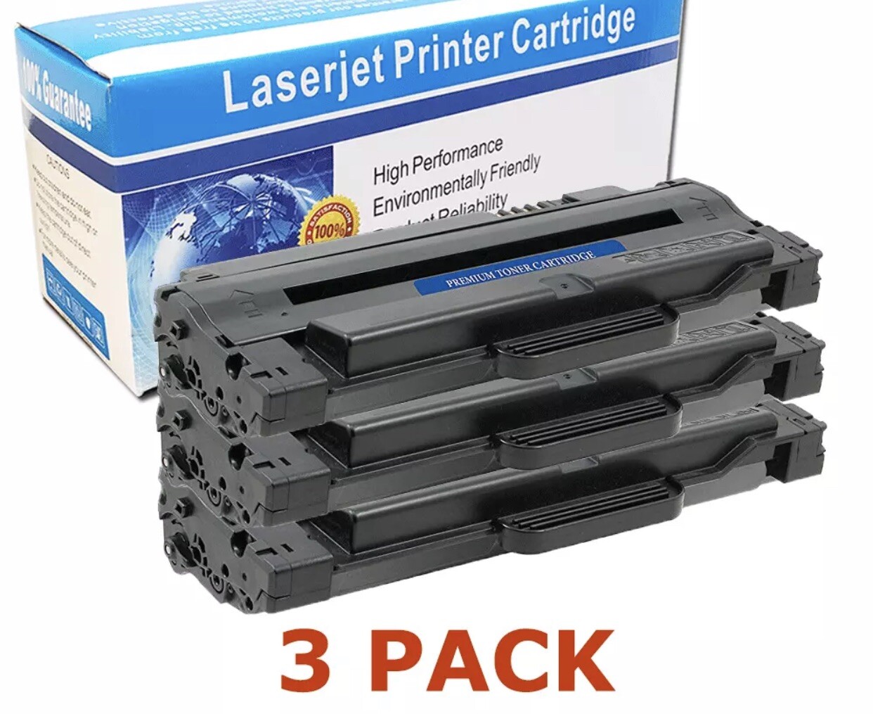 Three 3 MLT-105 MLT-D105 Black Toner Cartridge For Samsung ML1910 1915 2525 2580