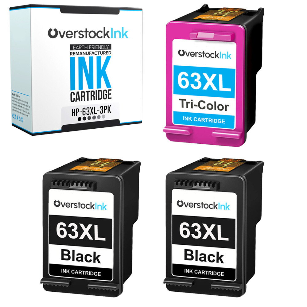 3PK 63XL 63 XL Ink Cartridge for HP DeskJet 3632, HP ENVY 4523, OfficeJet 5210
