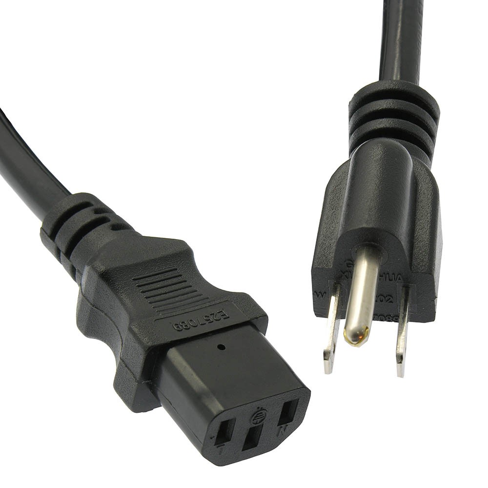 20 Pack of 25Ft Computer Power Cord 5-15P to C-13 Black / SJT 16/3