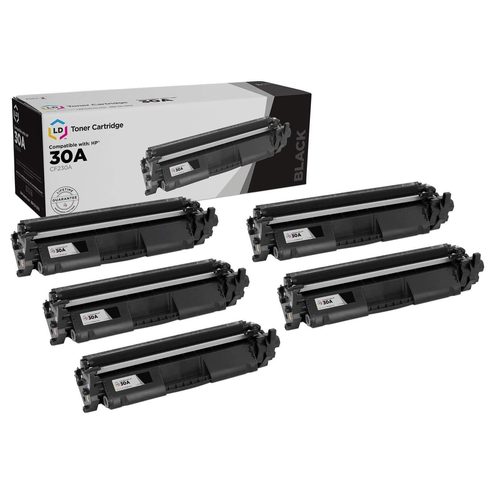 LD  5PK Compatible Replacement for HP 30A / CF230A Black Laser Toner Cartridge