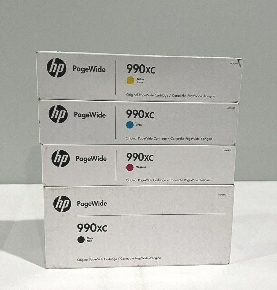HP 990XC Page Wide CYMK Ink Cartridges Set For P75050  P77750 OEM Sealed NEW