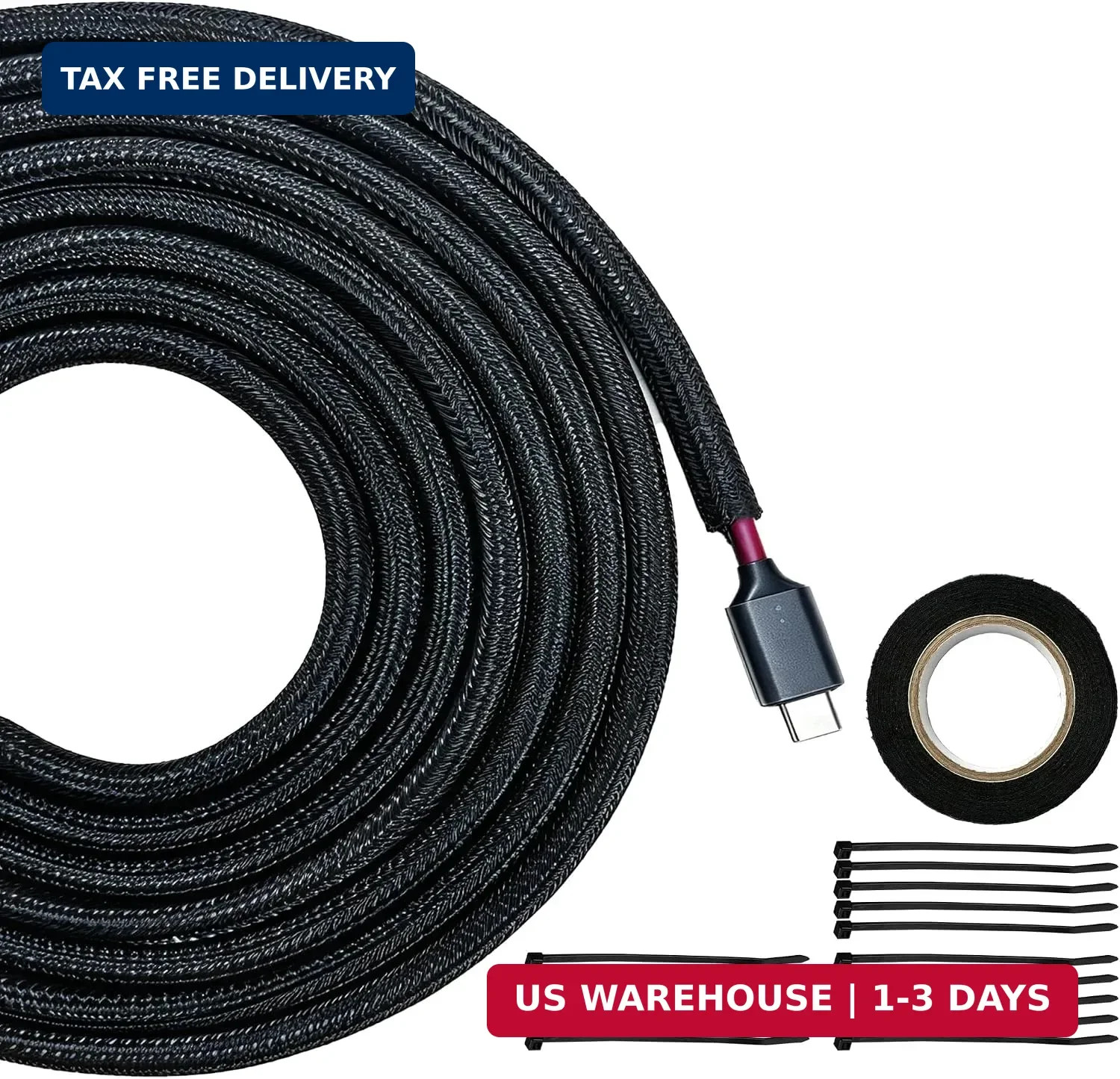Braided Wire Loom Tubing, 25ft 1/4in Self-Wrapping Cable Sleeve