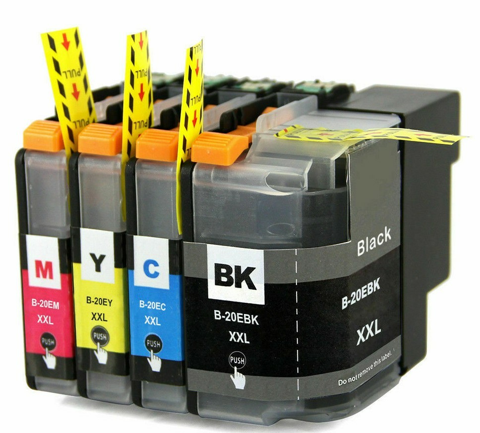 Full set 4 Pack Printer Black Color Combo Ink Cartridge for Brother LC20E XXL 