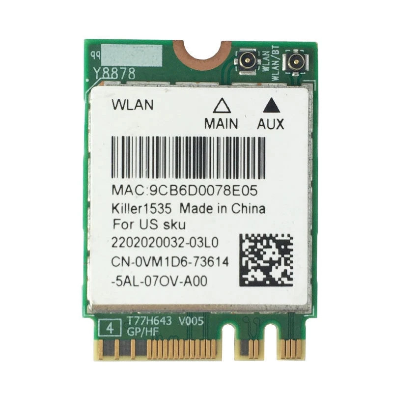 Dell Killer Intel Wireless-AC N1535 WiFi Card Bluetooth 4.1 VM1D6 0VM1D6 