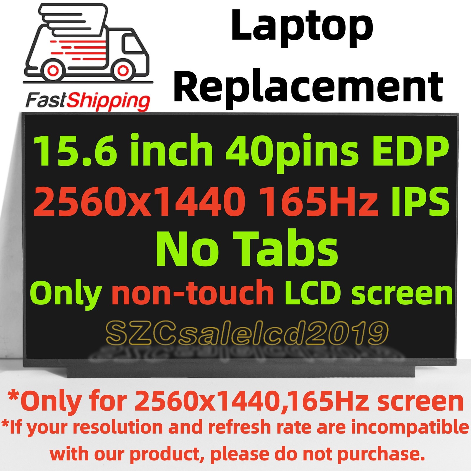 NE156QHM-NY1 V8.2 40 Pins QHD Screen Replacement LCD Display