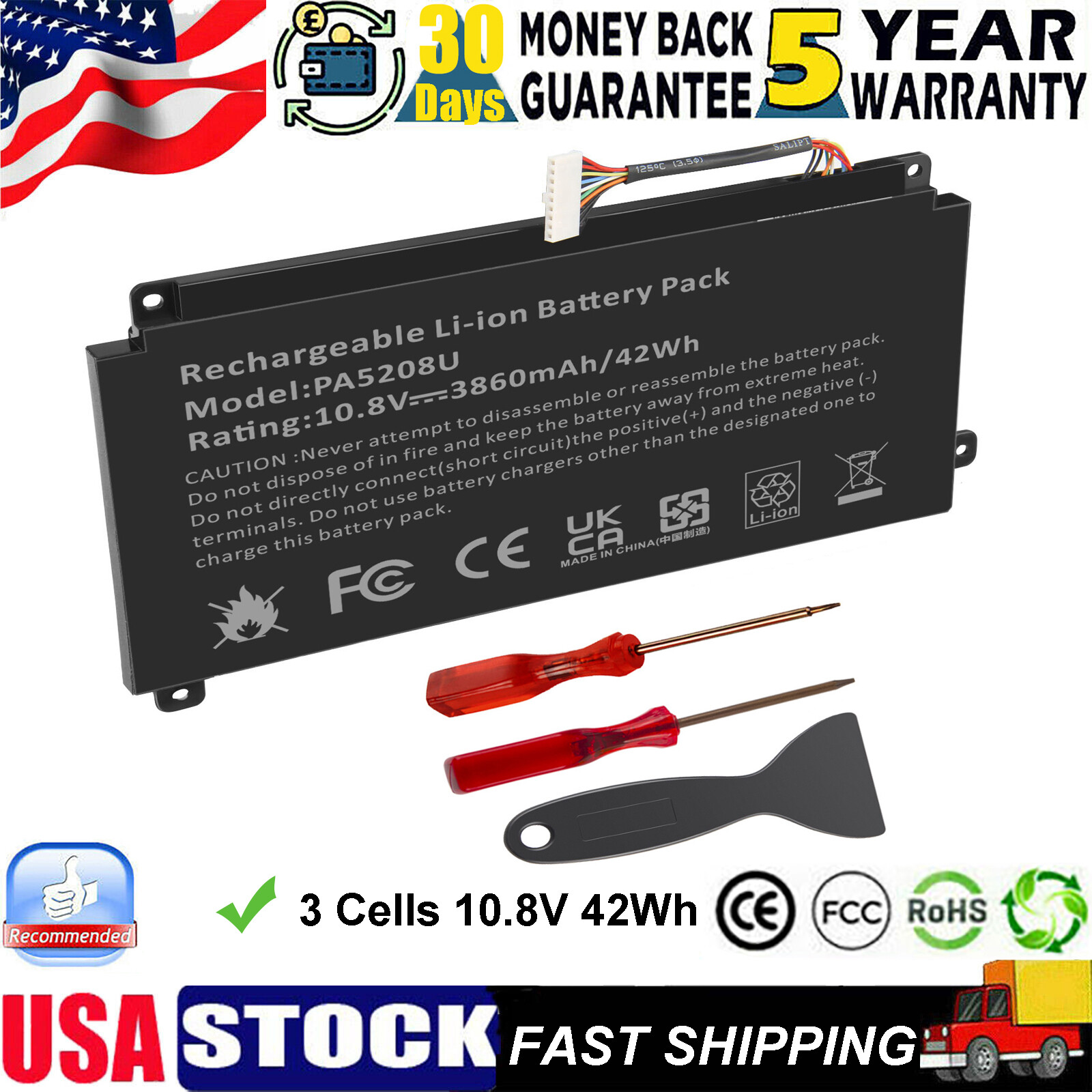 PA5208U-1BRS Battery for Toshiba Satellite P55W-C5314 P55W-C5200D E45W-C4200 NEW