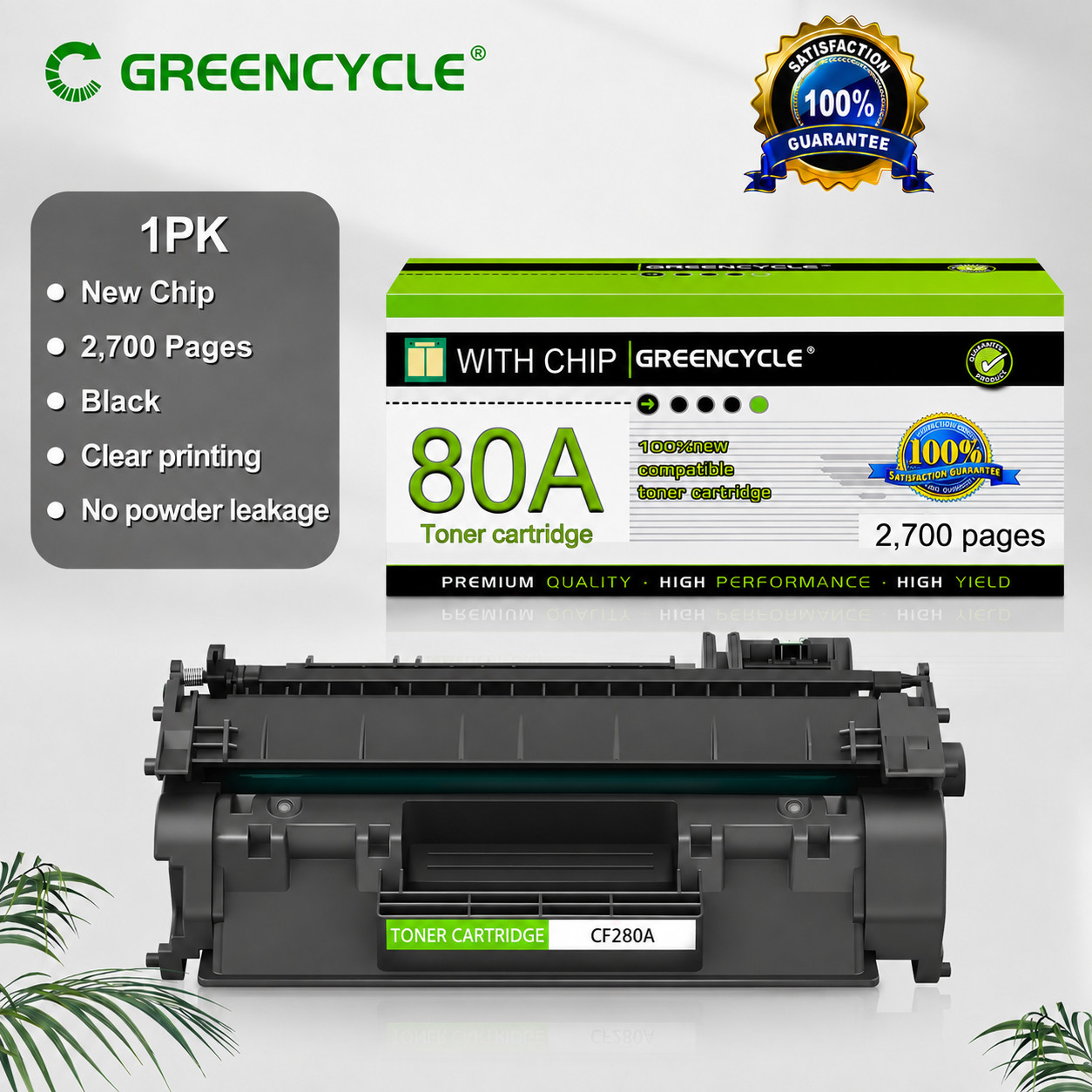 1PK NEW CF280A 80A Black Laser Toner Cartridge for HP LaserJet Pro 400 M401dn US