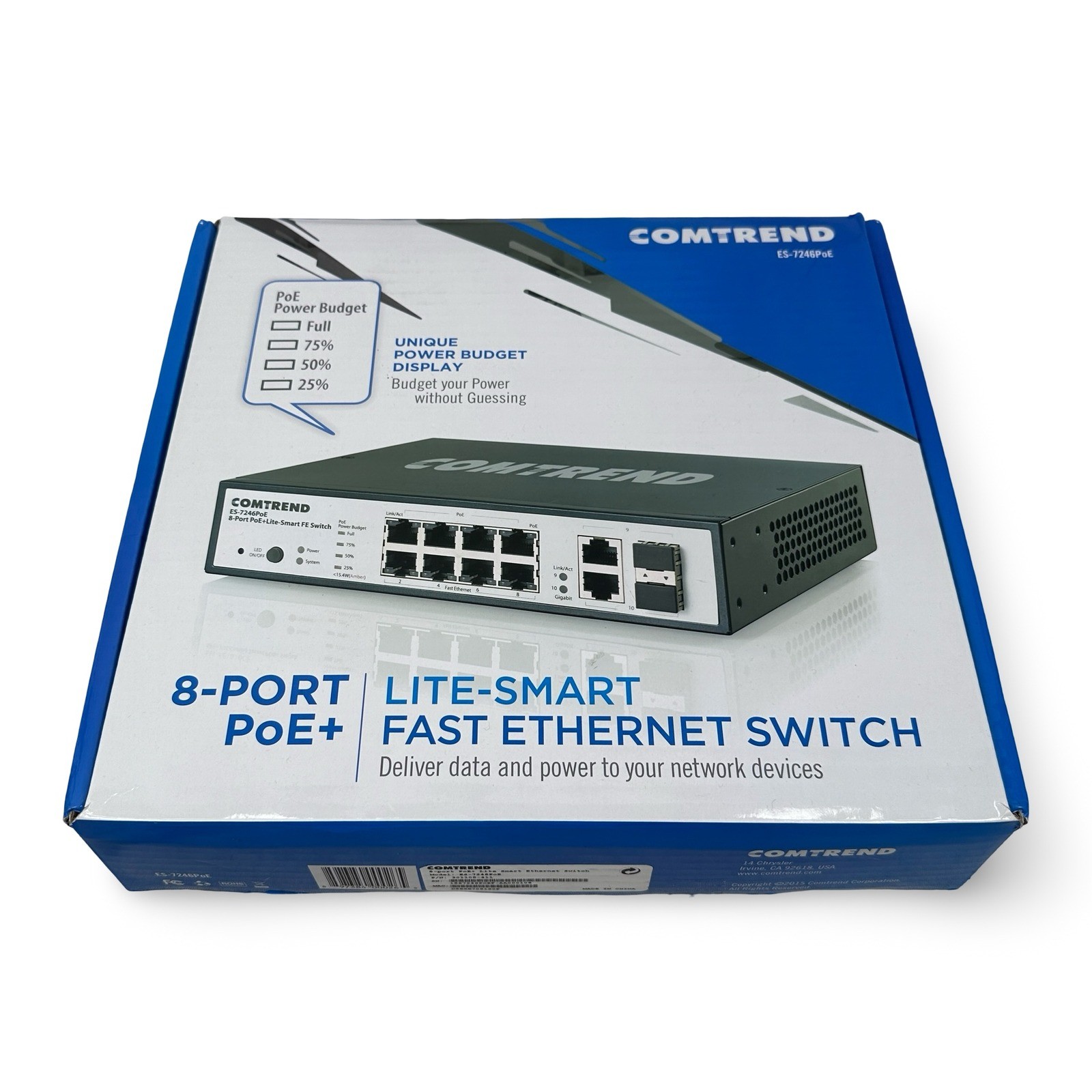 Comtrend ES-7246PoE 8-Port PoE+ Lite-Smart Fast Ethernet Switch with Gigabit SFP
