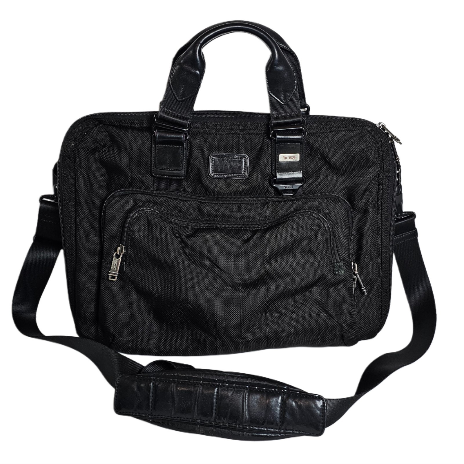 Tumi Alpha Bravo Yuma Slim Brief Messenger Bag Nylon Leather Shoulder Briefcase