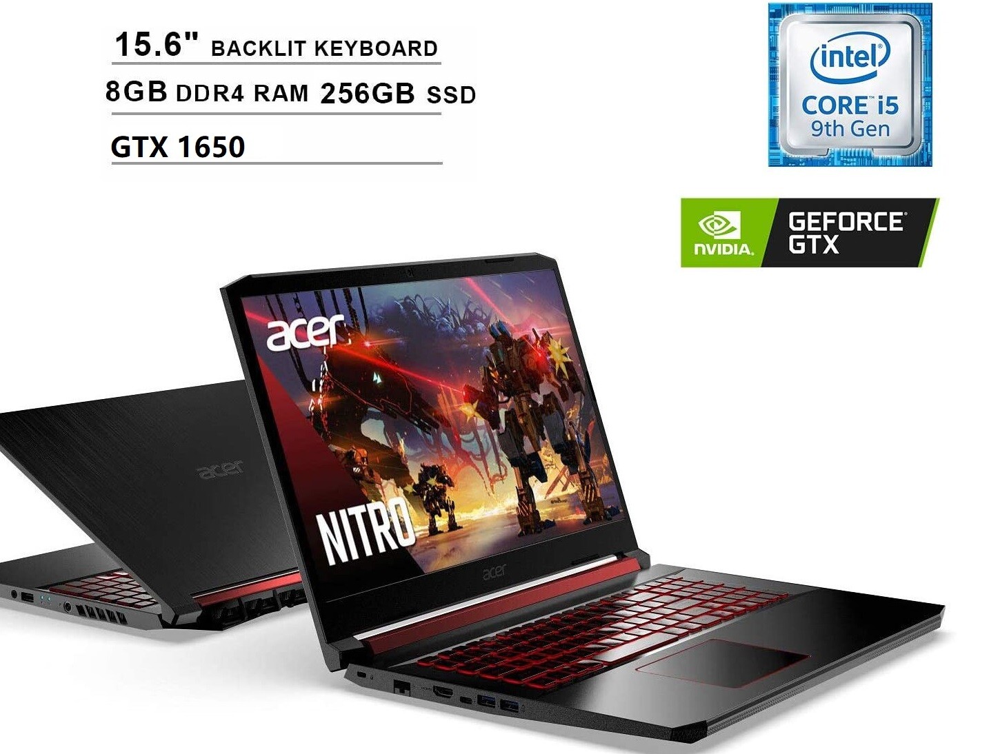 🎁 NEW Acer Nitro 5 15.6 FHD Intel i5-9300H/8G/256G GTX1650 Gaming Laptop+Sleeve
