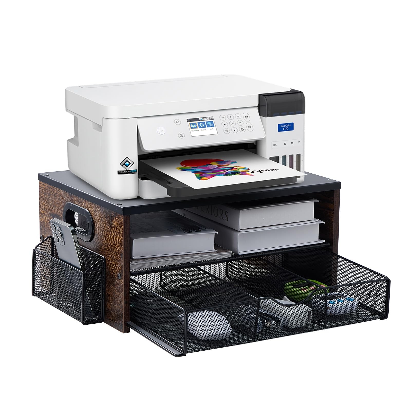 Printer Stand,Desktop Printer Stand with 2-Tier Storage Shelves