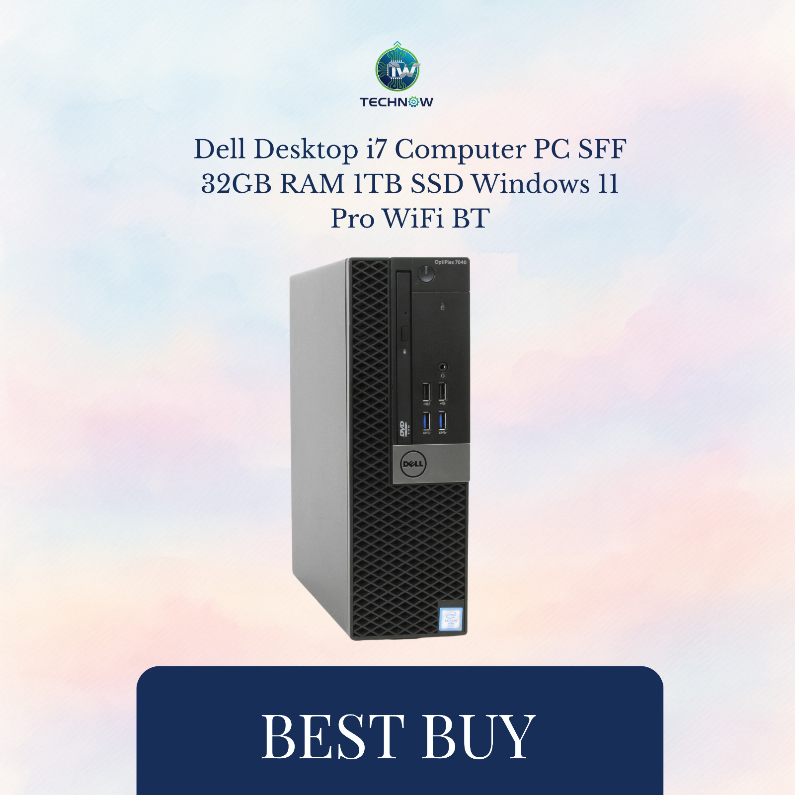 Dell Desktop i7 Computer PC SFF 32GB RAM 1TB SSD Windows 11 Pro WiFi BT