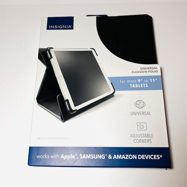 Insignia NEW Universal FlexView Folio Black Case for 9-11" Tablets