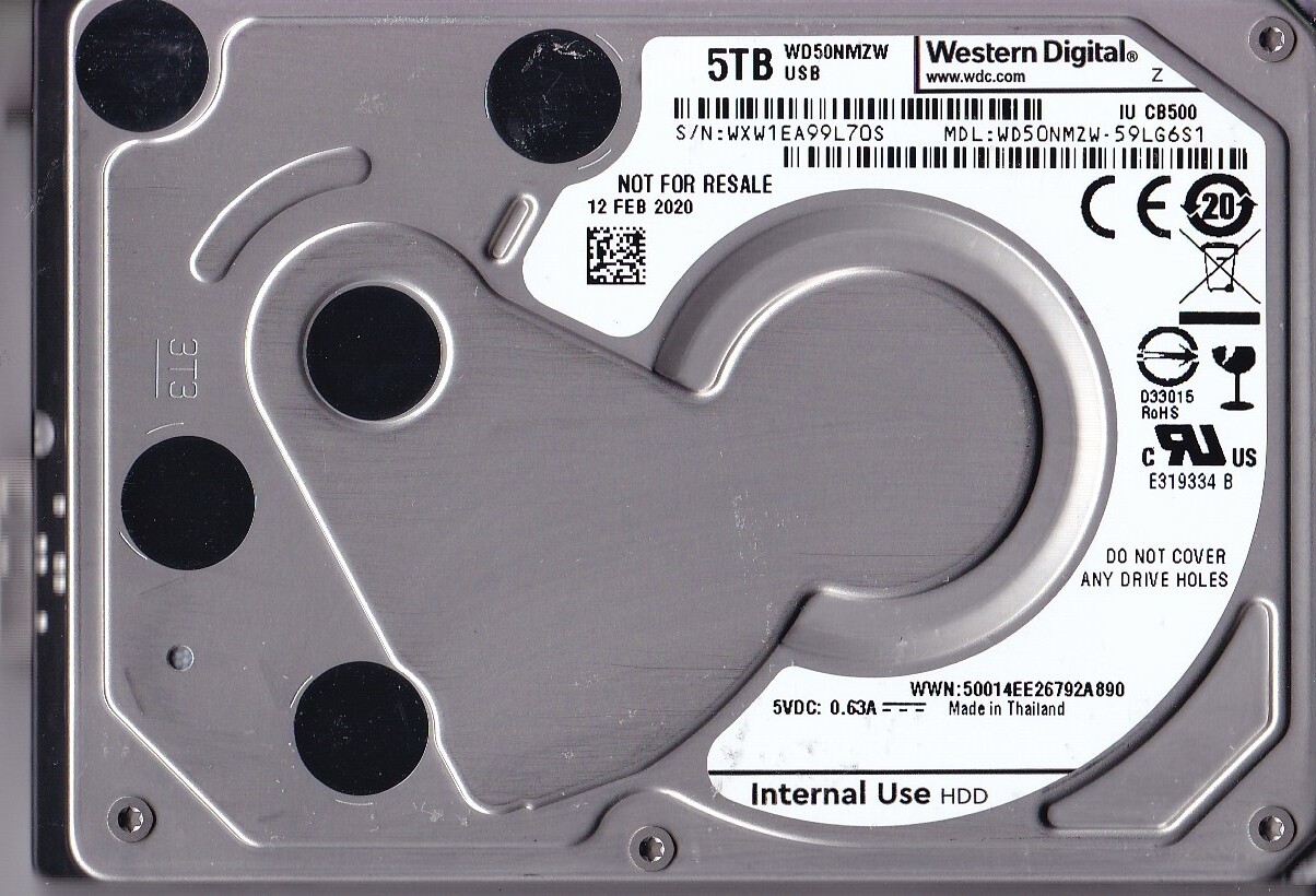 WD50NMZW-59LG6S1 THAILAND s/n: WXW1E FEB/2020 5TB USB 3.0 2.5" WESTERN DIGITAL