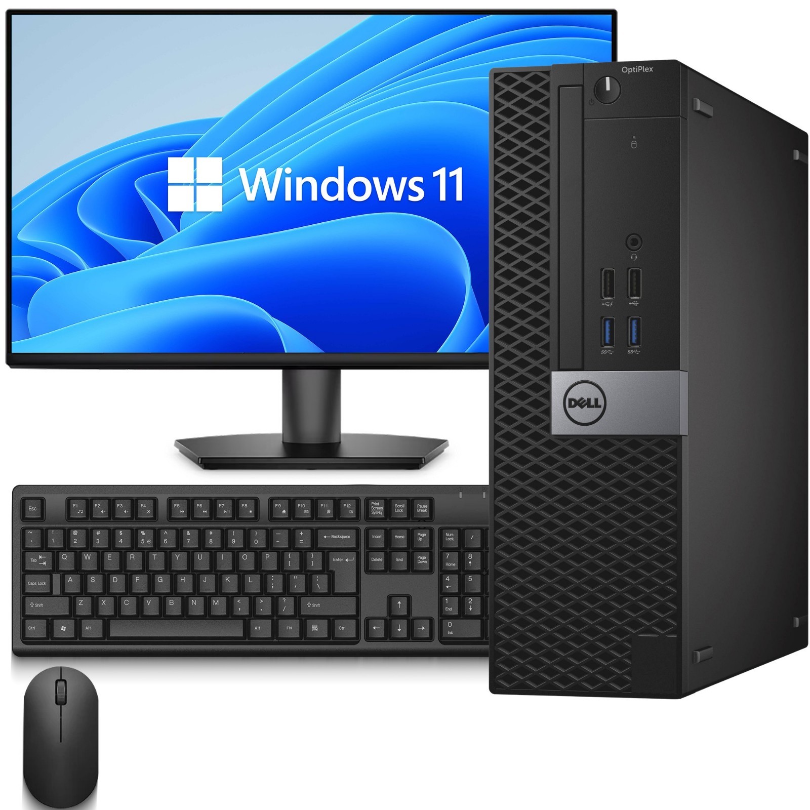 Dell 7040 Desktop PC i5-6th 32GB RAM 1TB SSD 500GB HDD 24" LED Wi-Fi KB&M Win 11