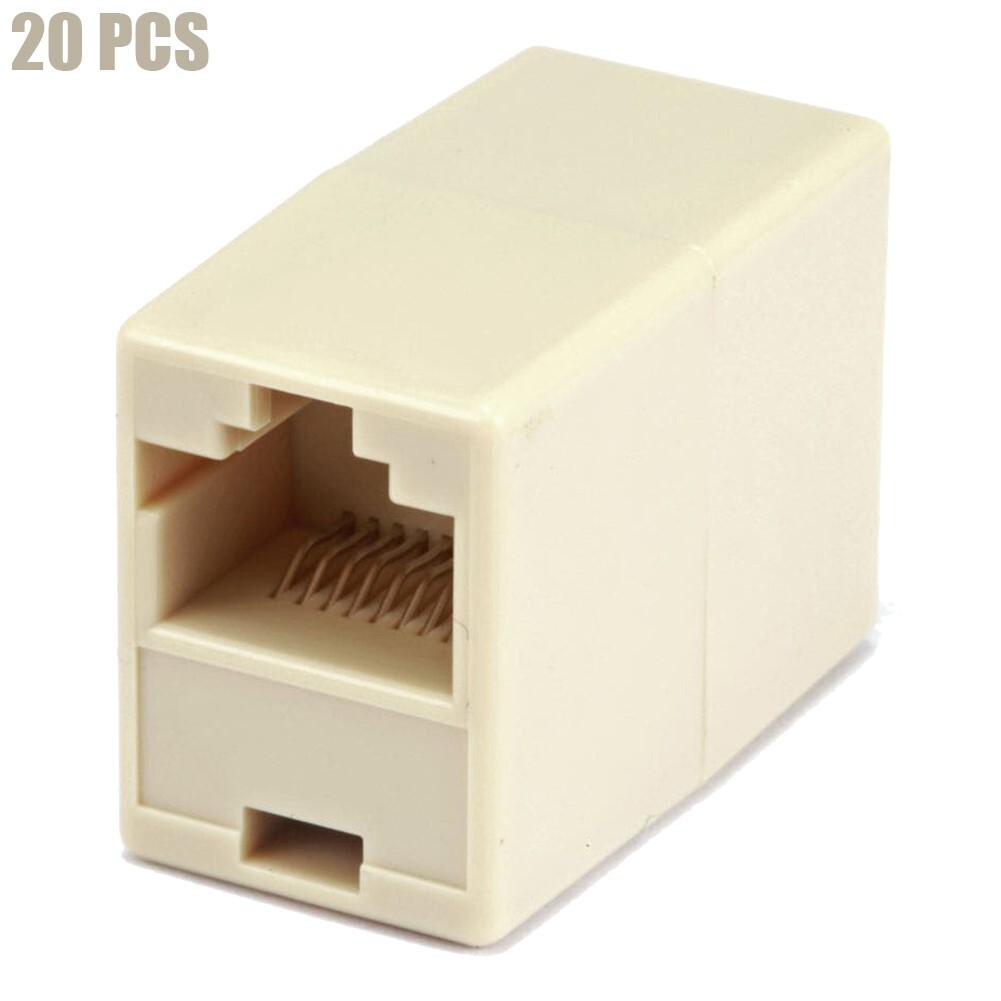 20 Pcs CAT6 CAT5e RJ45 Network LAN Ethernet Coupler Cable Joiner Connector Beige