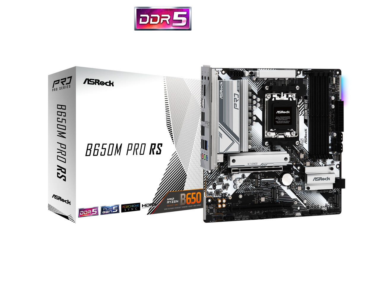 ASRock B650M PRO RS AM5 AMD B650 Micro ATX Motherboard