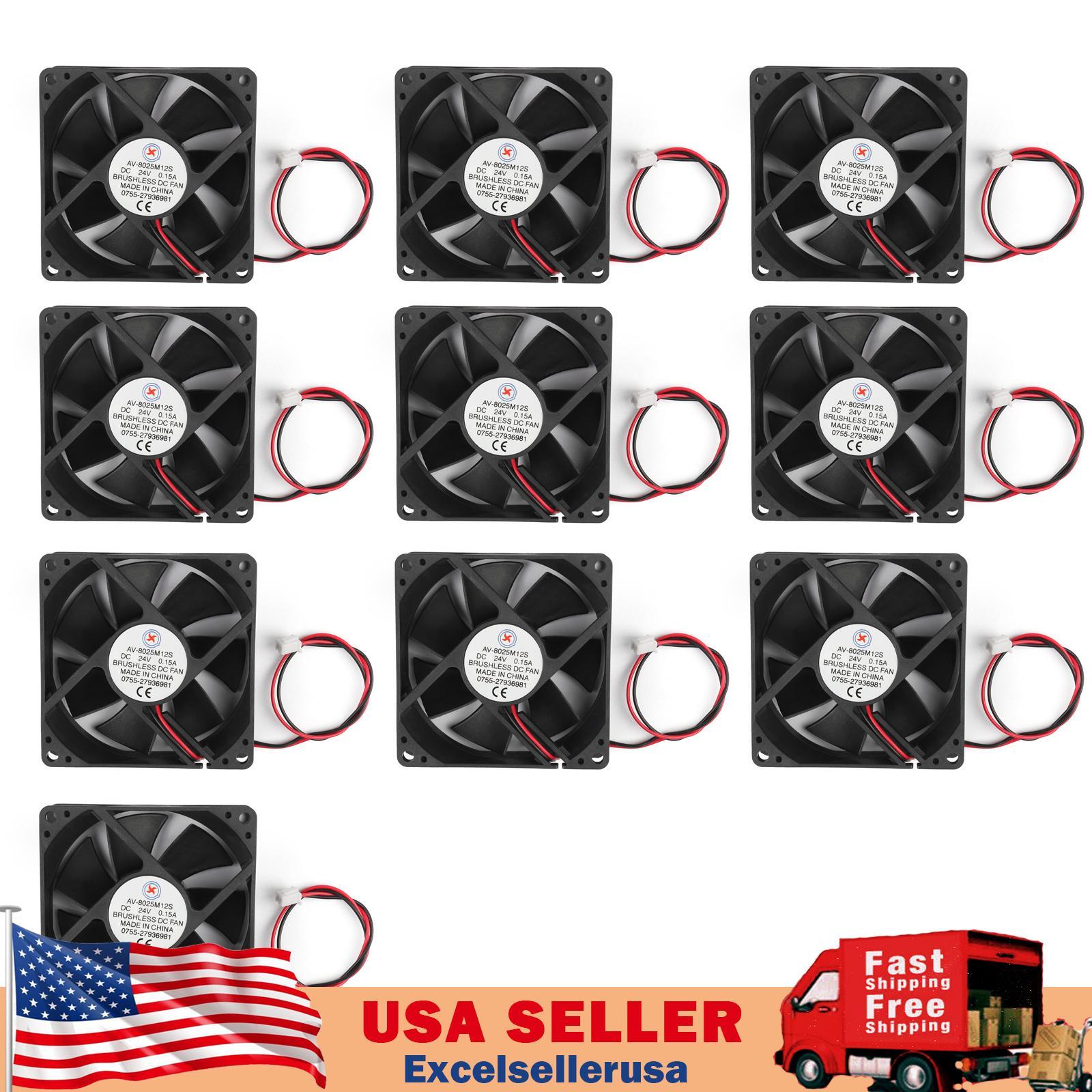 10x DC 24V 8cm 80x80x25mm 8025S 80mm CPU System brushless Cooling Fan 2pin