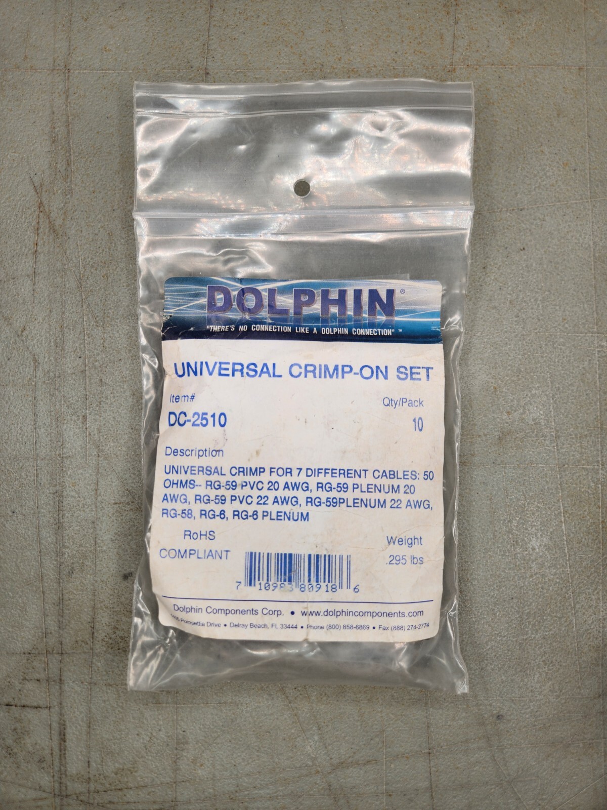DOLPHIN COMPONENTS CORP DC-2510 Coaxial Connector,BNC,0-4GHz,50 Ohm,PK10 10pc