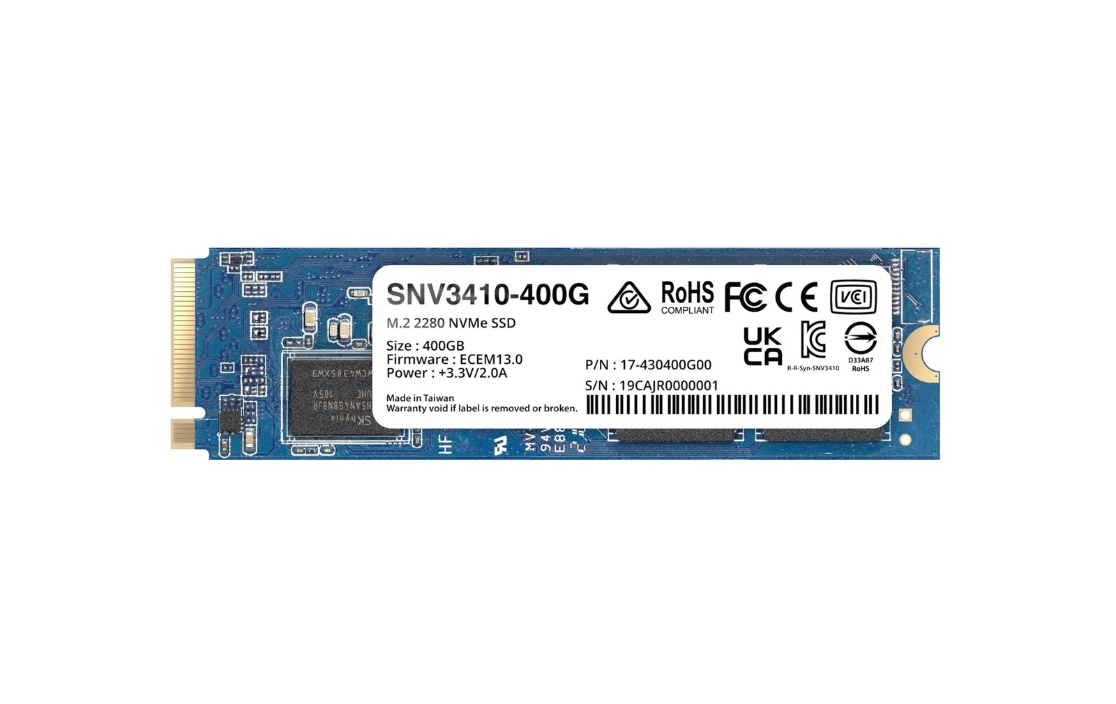 Synology SNV3410400G 400GB M.2 NVMe SSD PCIe 3.0