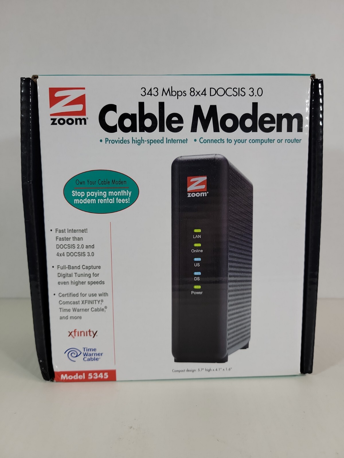 Zoom 5345 DOCSIS 3.0 343Mbps 8x4 Docsis 3.0 Cable Modem 