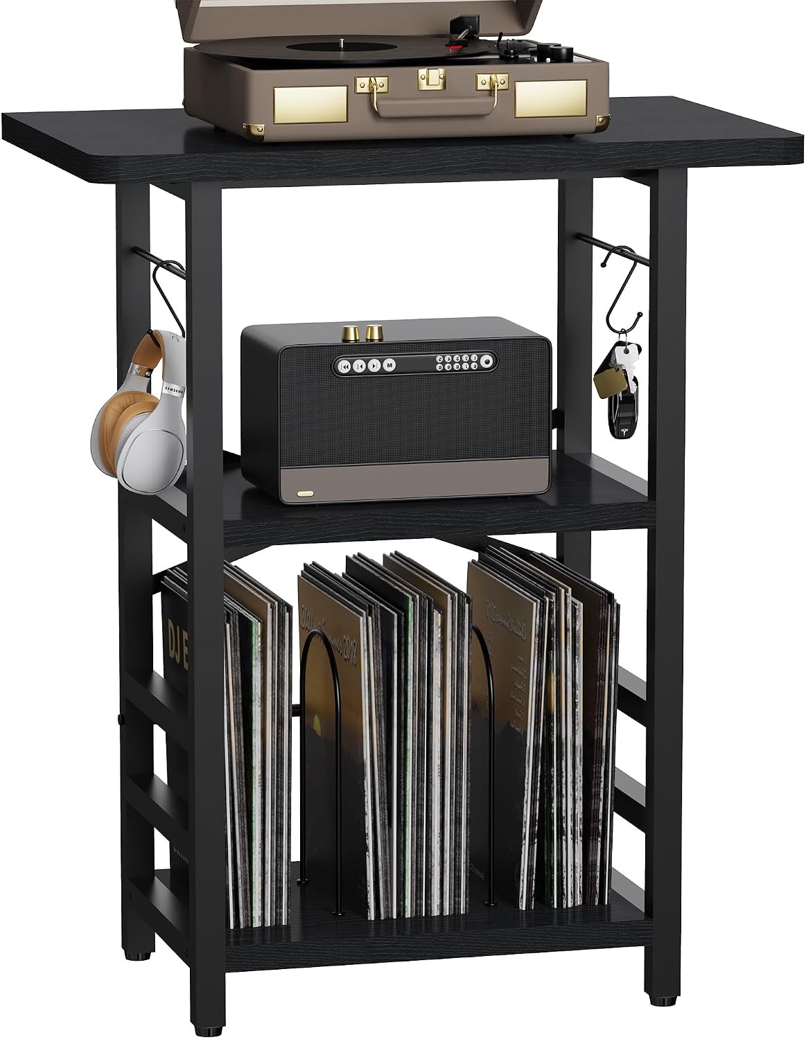 Record Player Stand with Extended Desktop,Large Record Player Table
